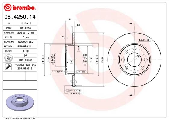 Brembo 08.4250.14 - Bromsskiva xdelar.se