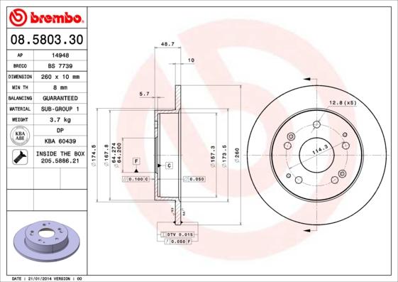 Brembo 08.5803.30 - Bromsskiva xdelar.se