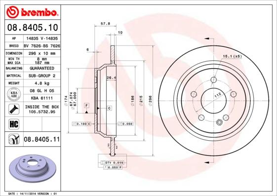 Brembo 08.8405.11 - Bromsskiva xdelar.se