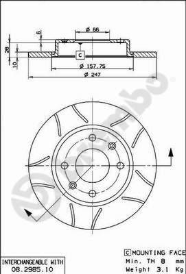 Brembo 08.2985.75 - Bromsskiva xdelar.se