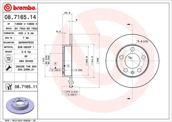 Brembo 08.7165.11 - Bromsskiva xdelar.se