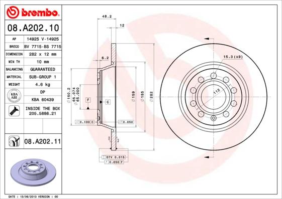 Brembo 08.A202.11 - Bromsskiva xdelar.se