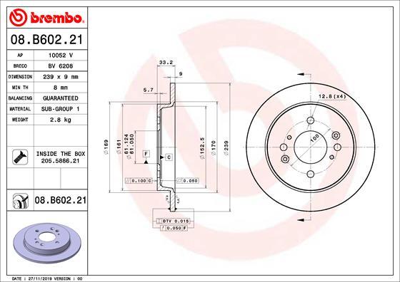 Brembo 08.B602.21 - Bromsskiva xdelar.se