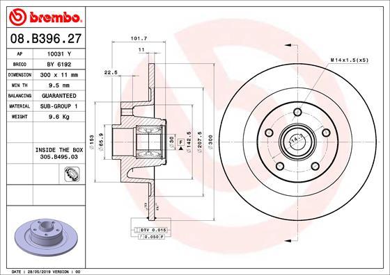 Brembo 08.B396.27 - Bromsskiva xdelar.se