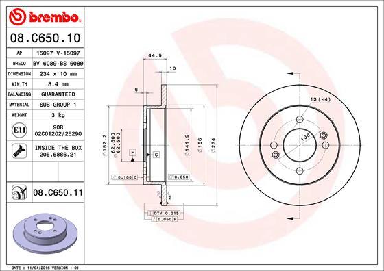 Brembo 08.C650.11 - Bromsskiva xdelar.se