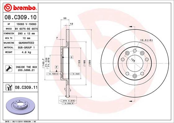 Brembo 08.C309.11 - Bromsskiva xdelar.se