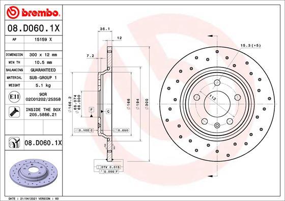 Brembo 08.D060.1X - Bromsskiva xdelar.se