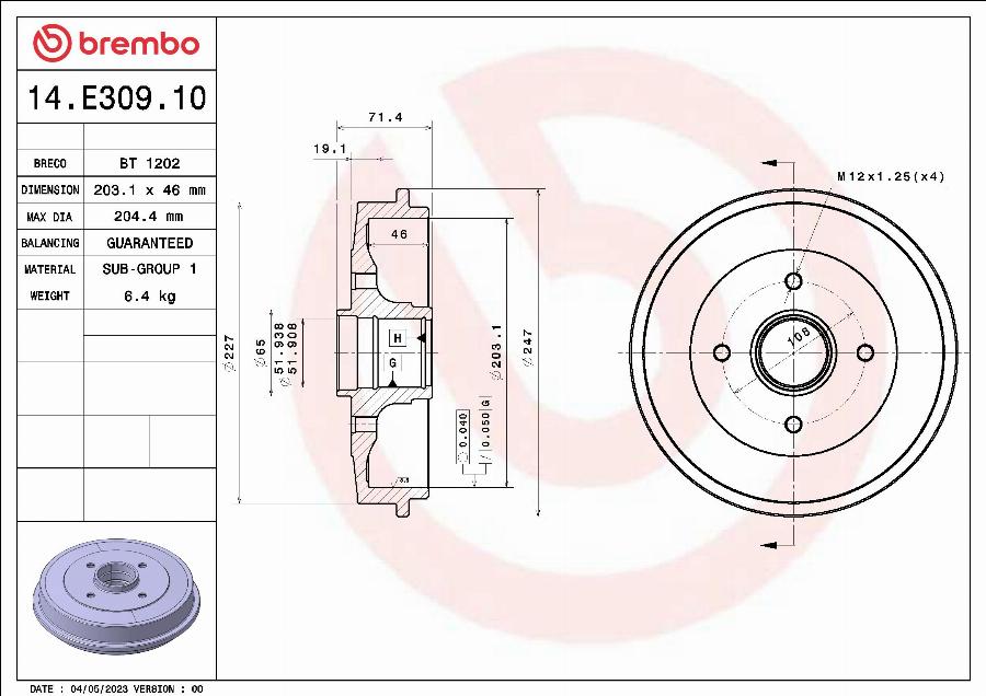 Brembo 14.E309.10 - Bromstrumma xdelar.se