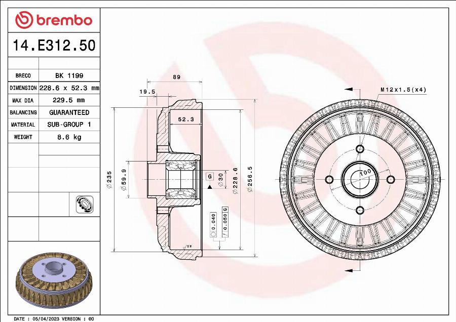 Brembo 14.E312.50 - Bromstrumma xdelar.se