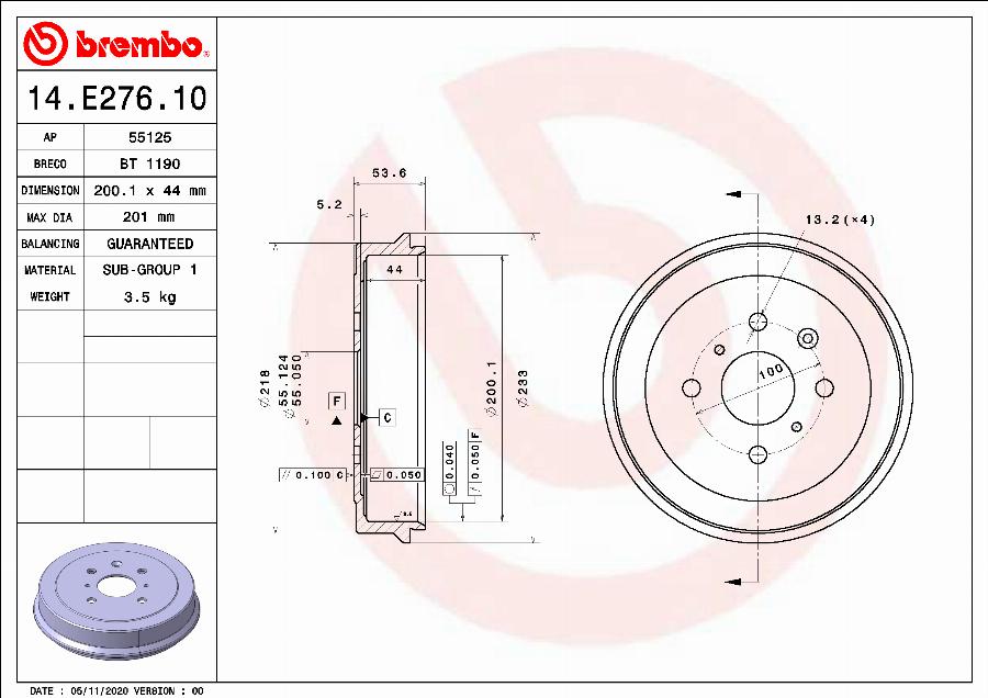 Brembo 14.E276.10 - Bromstrumma xdelar.se