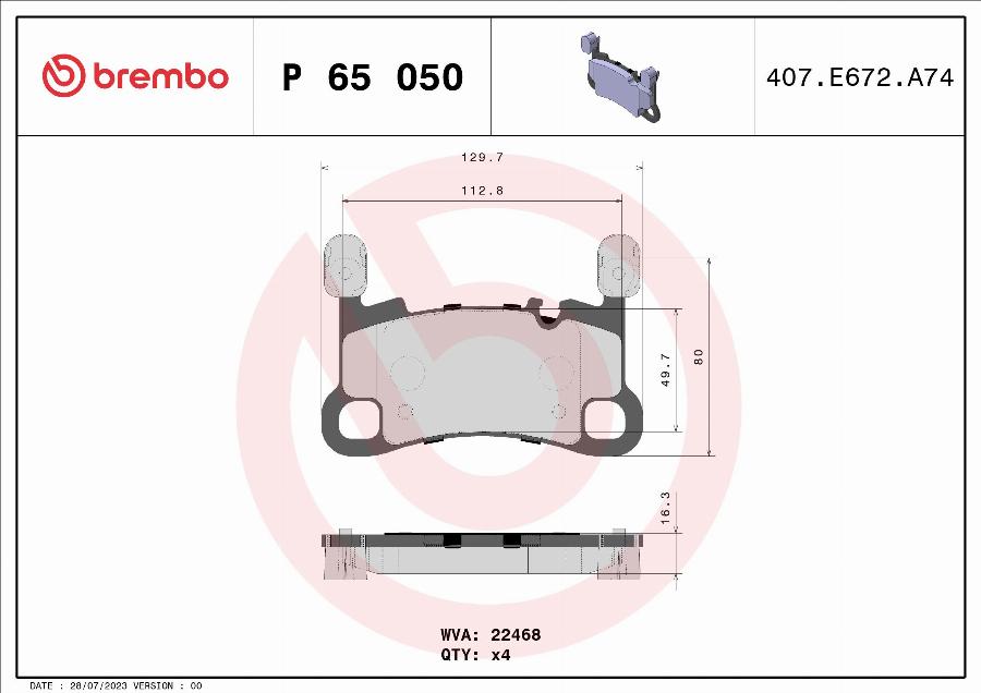 Brembo P 65 050 - Bromsbeläggssats, skivbroms xdelar.se