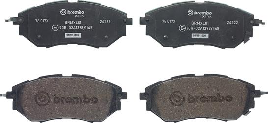 Brembo P 78 017X - Bromsbeläggssats, skivbroms xdelar.se