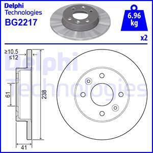 Delphi BG2217 - Bromsskiva xdelar.se