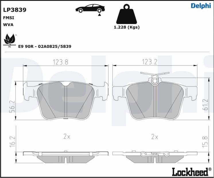 Delphi LP3839 - Bromsbeläggssats, skivbroms xdelar.se