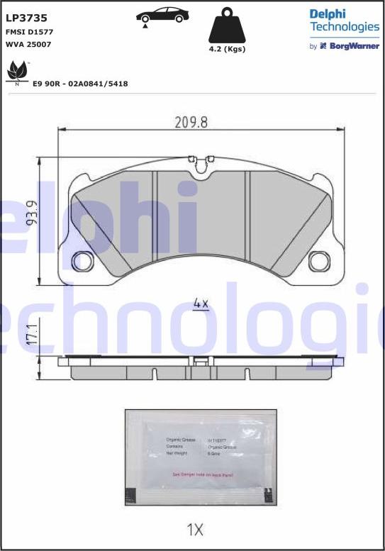 Delphi LP3735 - Bromsbeläggssats, skivbroms xdelar.se