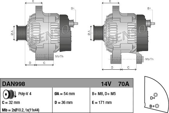 Denso DAN998 - Generator xdelar.se