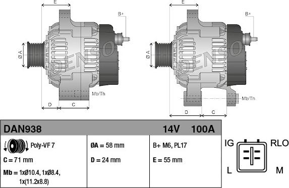 Denso DAN938 - Generator xdelar.se