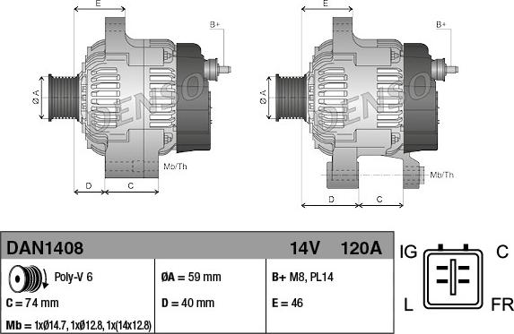 Denso DAN1408 - Generator xdelar.se