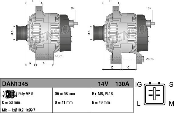 Denso DAN1345 - Generator xdelar.se