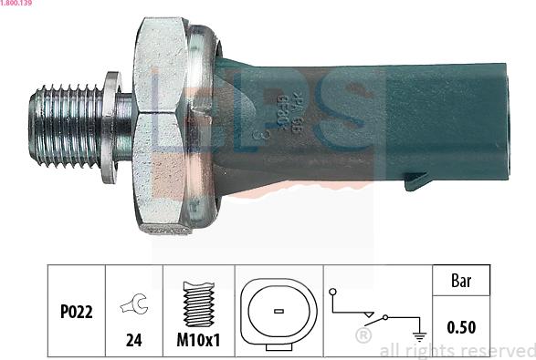 EPS 1.800.139 - Sensor, oljetryck xdelar.se