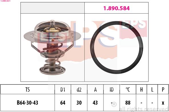 EPS 1.880.651 - Termostat, kylvätska xdelar.se