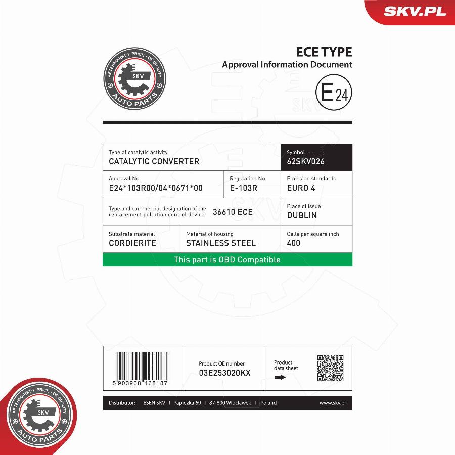 Esen SKV 62SKV026 - Katalysator xdelar.se