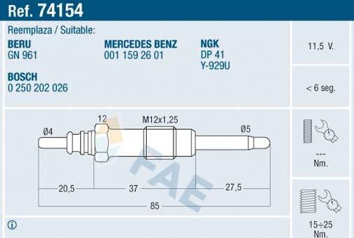 FAE 74154 - Glödstift xdelar.se