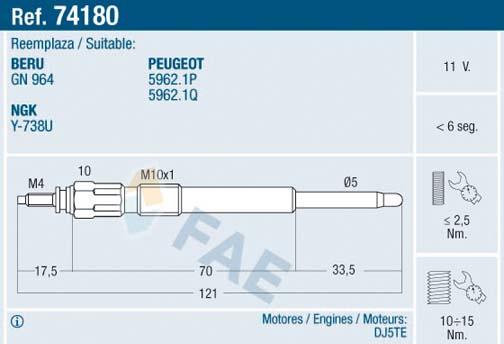 FAE 74180 - Glödstift xdelar.se