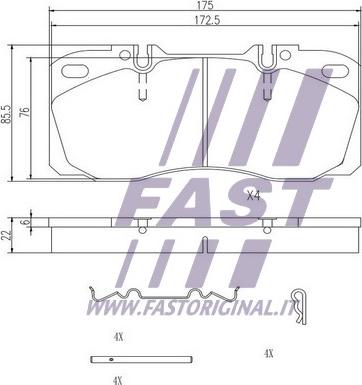 Fast FT29093 - Bromsbeläggssats, skivbroms xdelar.se