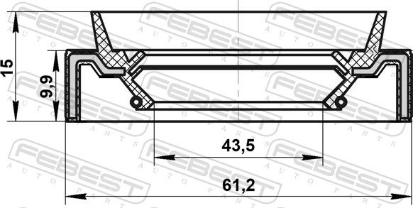 Febest 95JAS-45611015L - Oljetätningsring, fördelarväxel xdelar.se