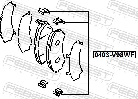 Febest 0403-V98WF - Tillbehörssats, skivbromsbelägg xdelar.se