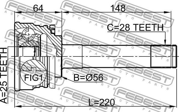 Febest 0410-013 - Ledsats, drivaxel xdelar.se