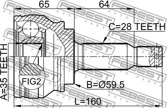 Febest 0410-CW5 - Ledsats, drivaxel xdelar.se