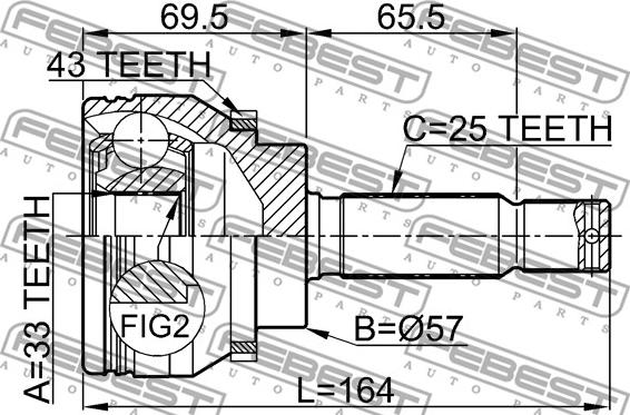 Febest 0410-DJ24A43 - Ledsats, drivaxel xdelar.se