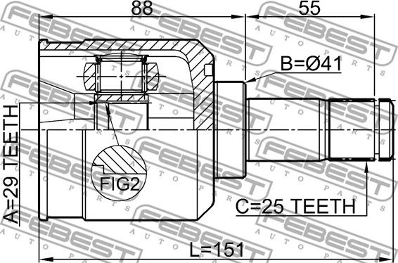 Febest 0411-CY2AT - Ledsats, drivaxel xdelar.se