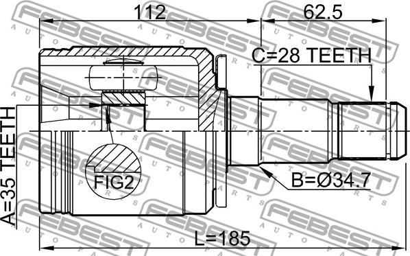 Febest 0411-V97LH - Ledsats, drivaxel xdelar.se