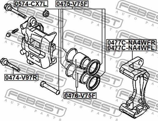 Febest 0475-V75F - Reparationssats, bromsok xdelar.se