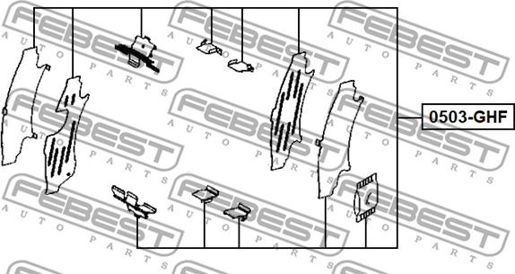 Febest 0503-GHF - Tillbehörssats, skivbromsbelägg xdelar.se