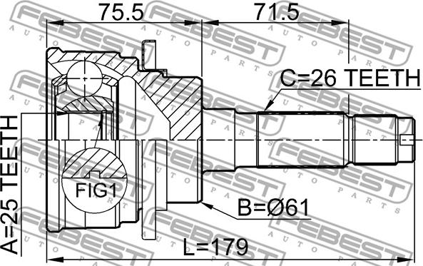 Febest 0510-B25 - Ledsats, drivaxel xdelar.se