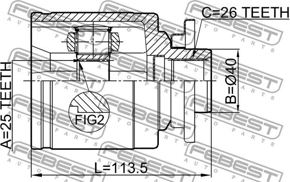 Febest 0511-B25LH - Ledsats, drivaxel xdelar.se