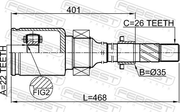 Febest 0511-BMATRH - Ledsats, drivaxel xdelar.se