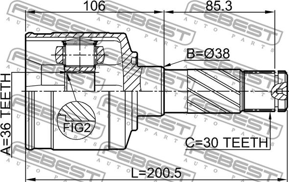 Febest 0511-BT50RH - Ledsats, drivaxel xdelar.se