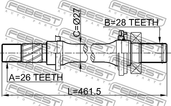 Febest 0512-M316AT - Drivaxel xdelar.se