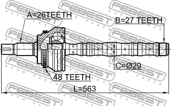 Febest 0114-ACV30A48 - Ledsats, drivaxel xdelar.se