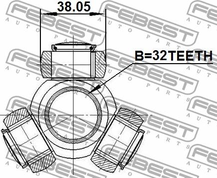 Febest 0116-CDT220 - Trepunktsnav, drivaxel xdelar.se