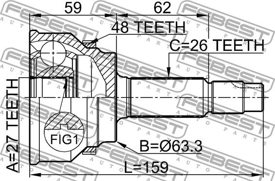 Febest 0110-061A48 - Ledsats, drivaxel xdelar.se