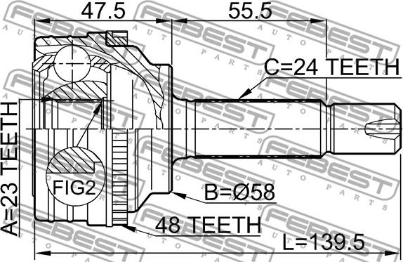 Febest 0110-035A48 - Ledsats, drivaxel xdelar.se