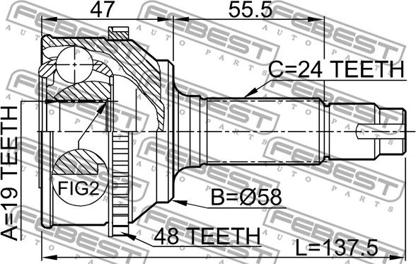 Febest 0110-073A48 - Ledsats, drivaxel xdelar.se