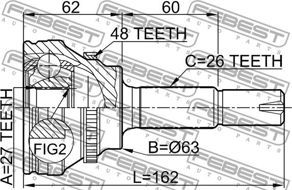 Febest 0110-072A48 - Ledsats, drivaxel xdelar.se