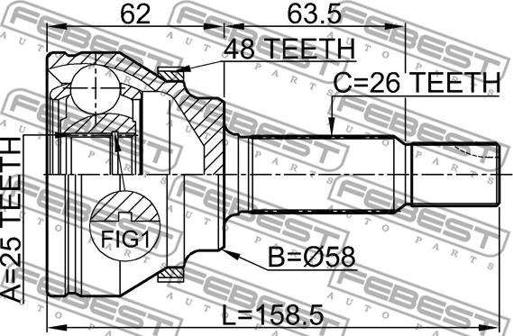 Febest 0110-AZT250A48 - Ledsats, drivaxel xdelar.se